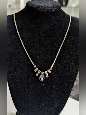 🔹(3for$20)🔹Gold-Tone Rhinestone Crystal Drop Pendant Necklace